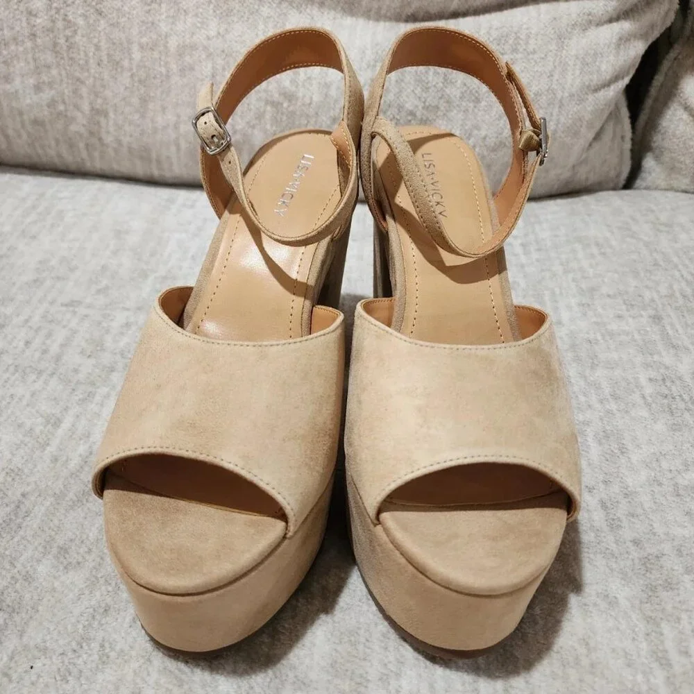 Lisa Vicky Jig Camel Suede Platform Heels